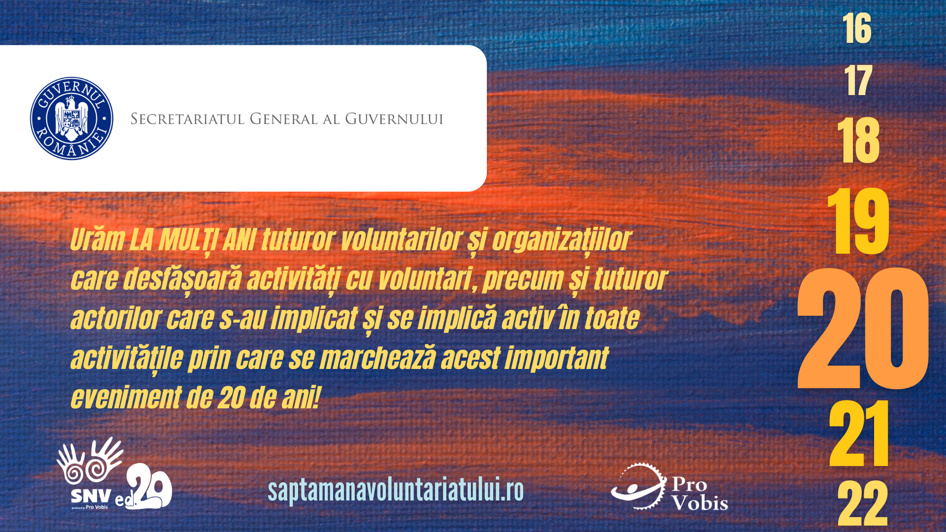 Read more about the article La mulți ani SNV! – Mesaj de la Secretariatul General al Guvernului